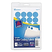 Avery Print/Write Removable Round Color Code Labels, 24/Sheet, Lt Blue, 3/4" Diameter, 1,008/Pk THUMBNAIL