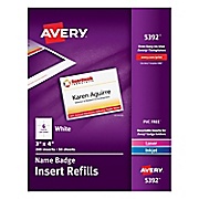 NAME TAG INSERT SHEETS, 6 HOLDERS PER SHEET, WHITE, 3" x 4", 300/BX THUMBNAIL