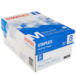 PAPER, COPY/MULTIUSE, 8.5" X 11", 20 LBS, BRIGHT WHITE, 500 SHEETS/REAM, 8 REAMS/CT LARGE