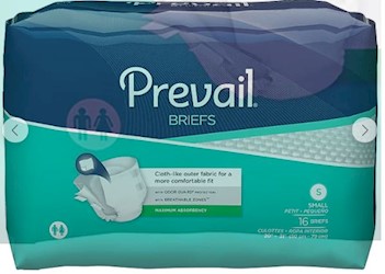 DISPOSABLE BRIEFS, SIZE SMALL, MAXIMUM ABSORBENCY, PREVAIL, 96/CT LARGE