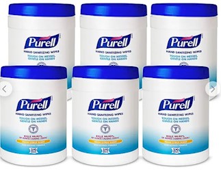 HAND SANITIZER WIPES, PURELL, FRESH CITRUS SCENT, 270 WIPES/CARTON, 6/CARTONS LARGE
