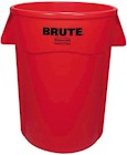 TRASH RECEPTACLE, RUBBERMAID, COMMERCIAL BRUTE VENTED, ROUND, 44 GAL, RED THUMBNAIL