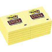 Post-it® Super Sticky Notes, 3" x 3", Canary Yellow, 12/Pk THUMBNAIL