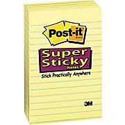 Post-it® Super Sticky Notes, 4" x 6", Canary Yellow, Line Ruled, 5/Pk THUMBNAIL