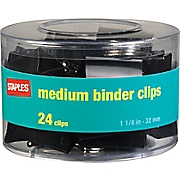 Binder Clips, Medium, 1 1/4" Size, 5/8" Capacity, Black, 24/Pk THUMBNAIL