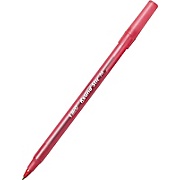 BIC® Round Stic® Ballpoint Pens, Medium Point, 1.0 mm, Red Ink / Translucent Barrel, 12/Bx THUMBNAIL