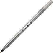 BIC® Round Stic® Ballpoint Pens, Fine Point, 0.8 mm, Black Ink / Translucent Barrel, 12/Bx THUMBNAIL