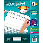 DIVIDERS, INDEX MAKER, LABEL SHEETS, 8 TABS, WHITE, 25 SETS/CT LARGE