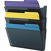 Wall File Pocket, 3 Pockets, Letter, Blue Smoke, 8 1/2"H x 5 1/4"W x 13 1/2"L, 3/Pk THUMBNAIL