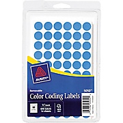 Avery Removable Self-Adhesive Color-Code Labels, 60/Sheet, Lt Blue, 1/2" Diameter, 800/Pk THUMBNAIL