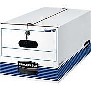 BANKERS BOX® Med-Duty Storage Boxes, Letter, Stack Strength 500 lb., Wht/Blue, 10"H x 12"W x 24"D THUMBNAIL