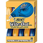 CORRECTION TAPE, WITE-OUT, BIC, EZ CORRECT, WHITE, 10/CT THUMBNAIL