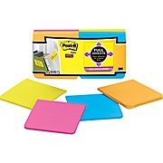 Post-it® Super Sticky Full Adhesive Notes, 3" x 3", Rio de Janeiro Collection, 12 Pads/Pack THUMBNAIL