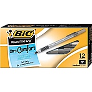 BIC® Xtra-Comfort Ballpoint Pens, Medium Point, 1.2MM, Black Ink / Grey Barrel, 12/Pk THUMBNAIL