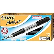 BIC® Mark-it Fine Point Permanent Marker, Black, Dozen THUMBNAIL