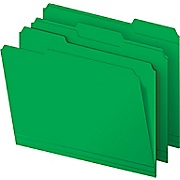 File Folders, Colored Top-Tab, 3 Tab, Green, Letter Size, 100/Pack THUMBNAIL