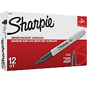Sharpie® Fine Point Permanent Markers, Black, Dozen Box THUMBNAIL