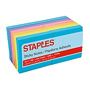 STICKY NOTES, STAPLES, BLANK, ASSORTED COLORS, 3" X 3", 12 PADS/CT LARGE