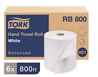 PAPER TOWELS, HARDWOUND TORK ADVANCED, WHITE, 800 FT/ROLL, 6 ROLLS/CT MAIN