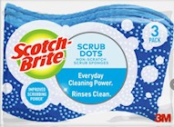 SCRUB SPONGE, SCRUB DOTS NON-SCRATCH, SCOTCH-BRITE, BLUE, 3/PK THUMBNAIL
