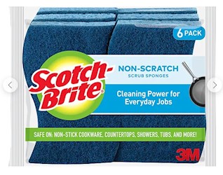 SCRUB SPONGE, NON-SCRATCH, SCOTCH-BRITE, BLUE, 6/PK LARGE