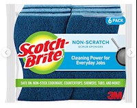SCRUB SPONGE, NON-SCRATCH, SCOTCH-BRITE, BLUE, 6/PK MAIN