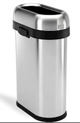 TRASH CAN, BRUSHED STAINLESS STEEL, 50L, OPEN TOP LARGE