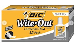 WITE-OUT, BIC, QUICK DRY CORRECTION FLUID, WHITE, 12/PK THUMBNAIL