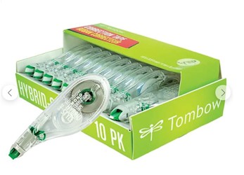 CORRECTION TAPE, WHITE, TOMBOW MONO HYBRID STYLE, 10/PK LARGE