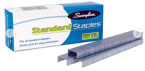 STAPLES, STANDARD, 1/4" LENGTH, 210 PER STRIP, 5000/BOX, 5 BOXES PER PACK LARGE