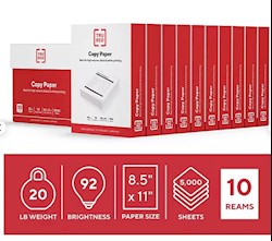 COPY PAPER, 92 BRIGHTNESS, TRU RED, 8.5" X 11", 20LBS, 500 SHEETS/REAM, 10 REAMS/CT MAIN