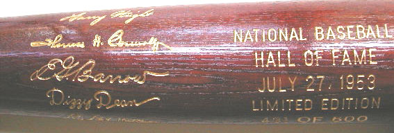 1953 Hall of Fame  Induction Bat MAIN