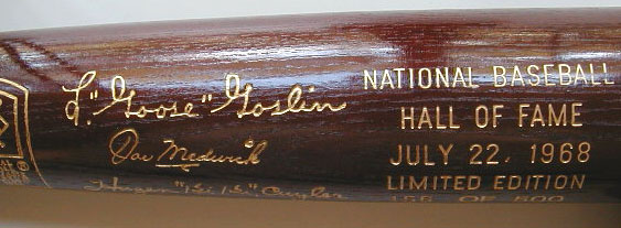 1968 Hall of Fame Introduction Bat MAIN