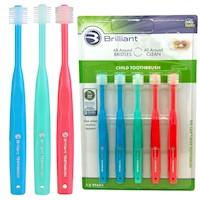 Picture of 5pack toothbrushes with close up of Blue, Green, and Pink toothbrushes MAIN