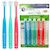 Picture of 5pack toothbrushes with close up of Blue, Green, and Pink toothbrushes SWATCH