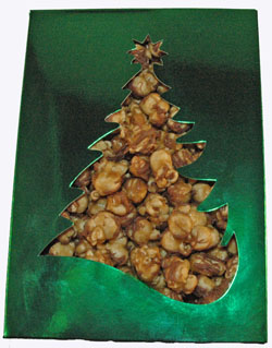 Chocolate Drizzled Caramel Popcorn in Holiday Box THUMBNAIL