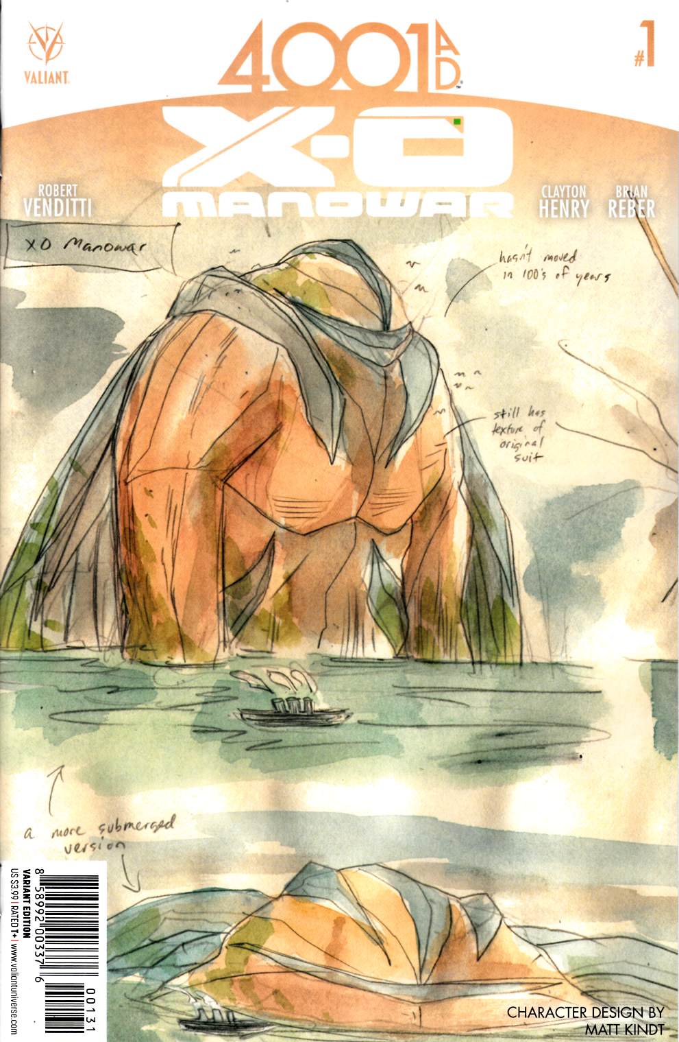 4001 A.D. X-O Manowar #1 Cover C- Character Design Incentive [Valiant Comic] LARGE