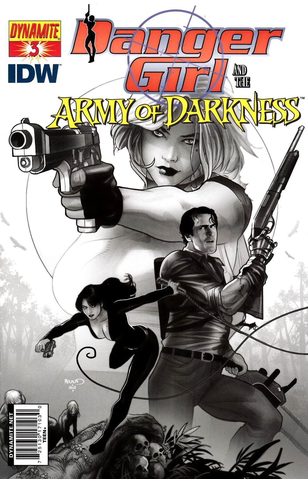 Danger Girl Army Of Darkness #3 Renaud B&W Incentive Cover [Dynamite Comic] THUMBNAIL