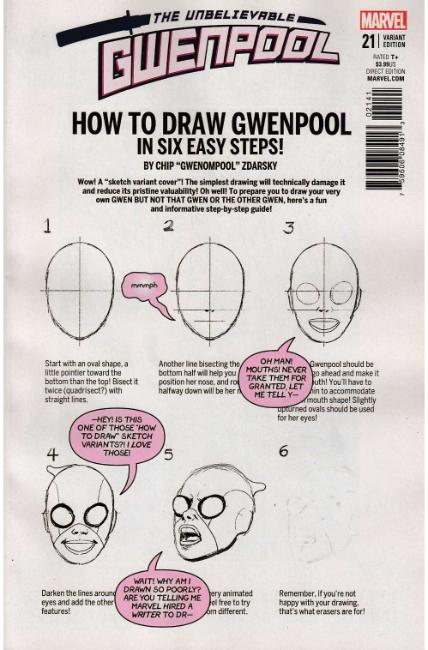 Gwenpool #21 Zdarsky How to Draw Variant Cover Near Mint (9.4) [Marvel Comic] THUMBNAIL