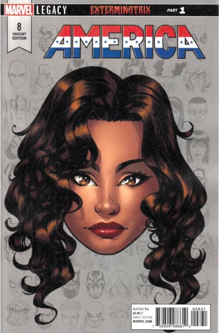America #8 McKone Legacy Headshot Variant Cover Near Mint (9.4) [Marvel Comic] LARGE