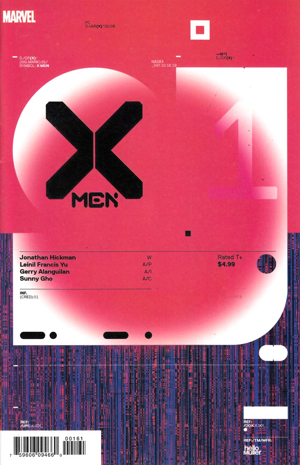 X-Men #1 Muller Design Variant Cover Very Fine (8.0) [Marvel Comic] LARGE