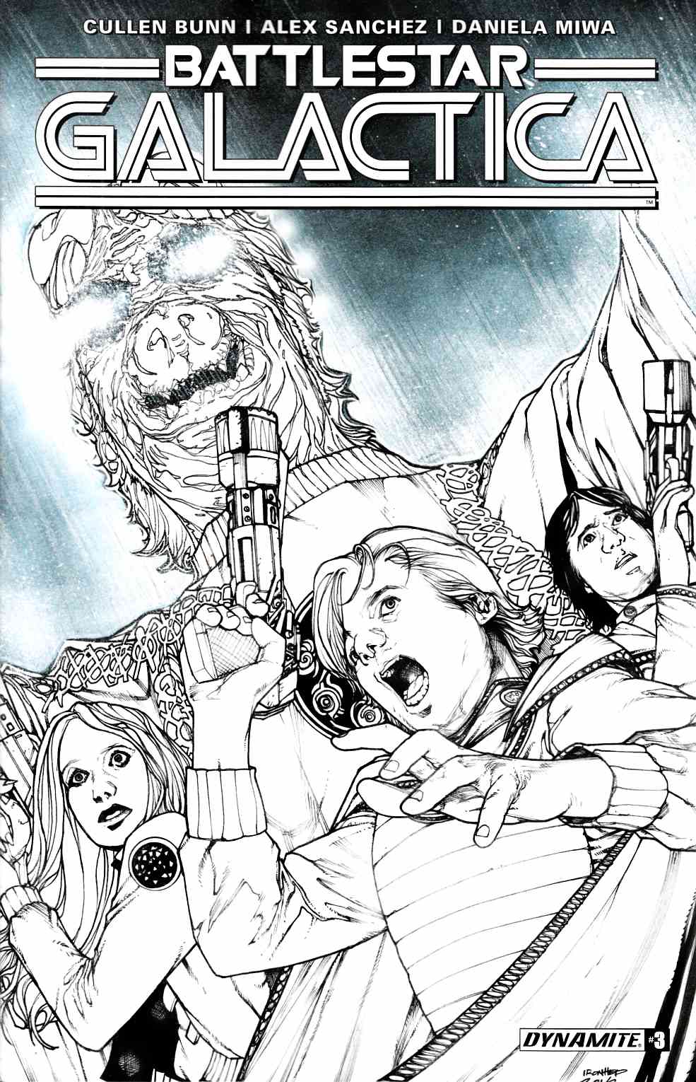Battlestar Galactica Vol 3 #3 Cover D- B&W Incentive [Dynamite Comic] LARGE