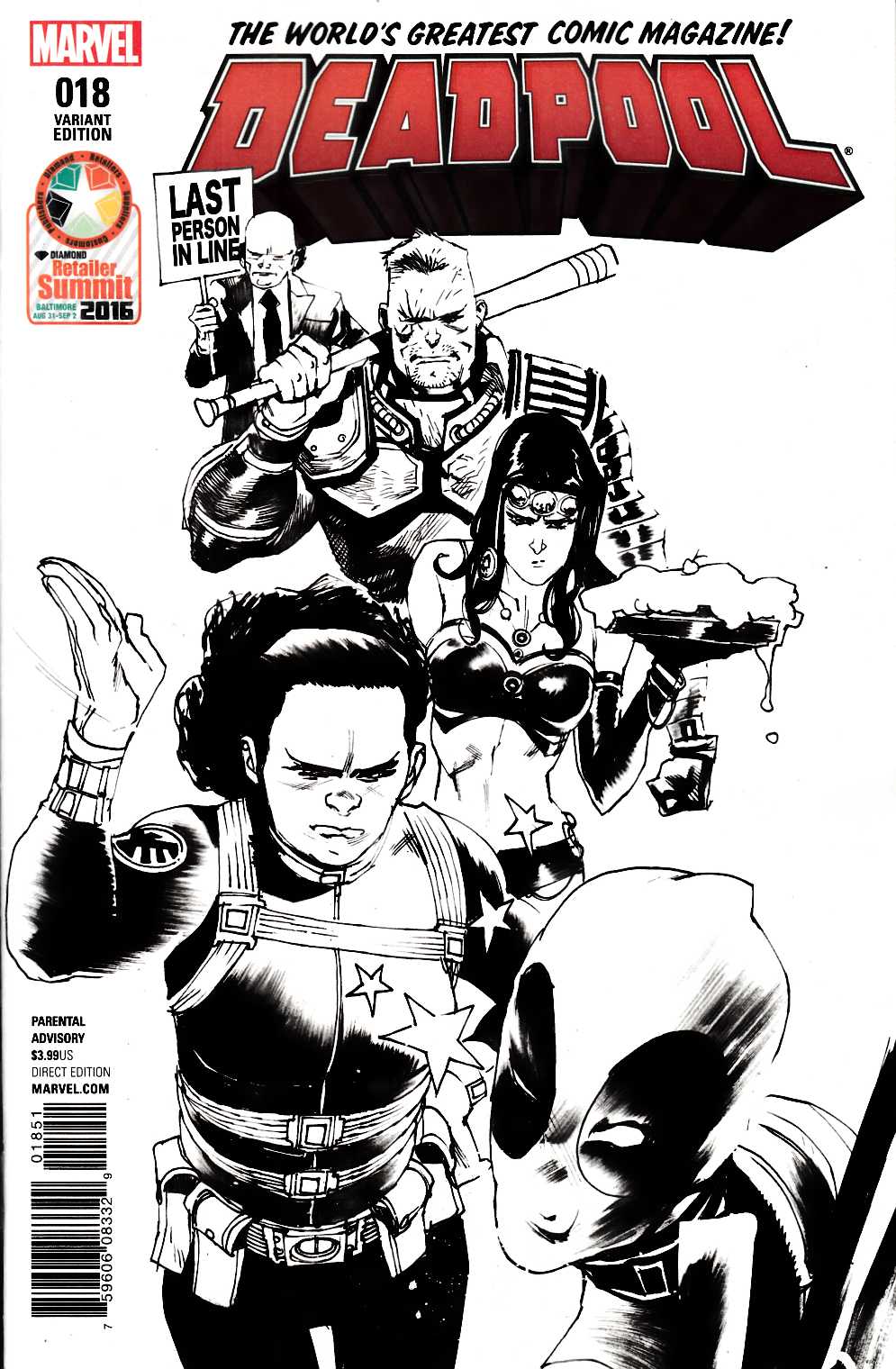 Deadpool #18 DCD Retailer Exclusive B&W Cover Near Mint (9.4) [Marvel Comic] LARGE