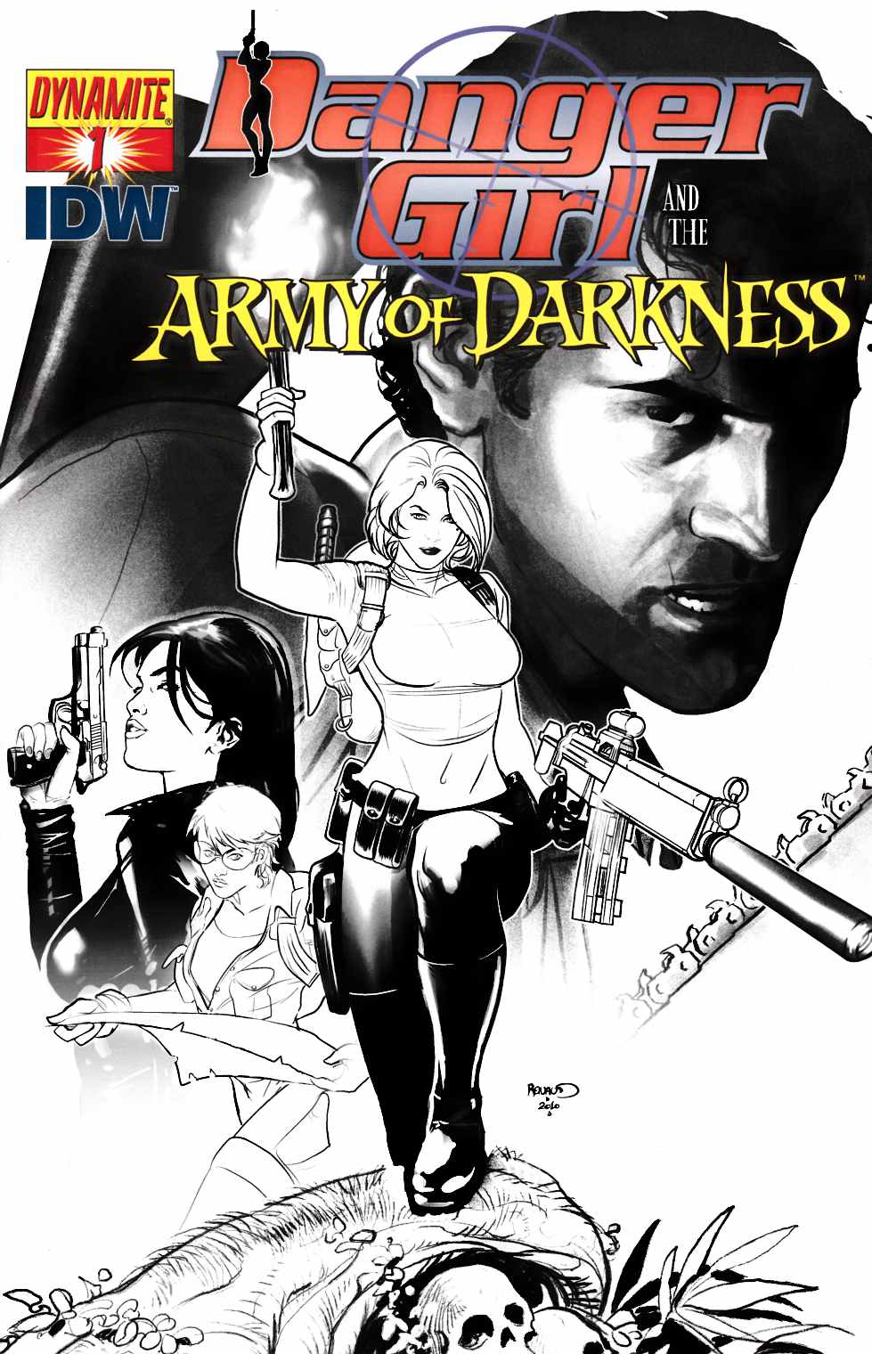 Danger Girl Army of Darkness #1 Cover E- Renaud B&W Incentive [Dynamite Comic] THUMBNAIL