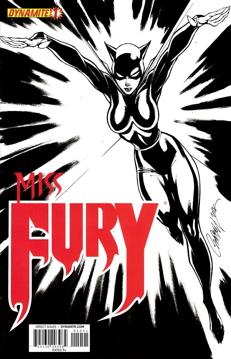Miss Fury #1 Campbell B&W Incentive Cover Near Mint Minus (9.2) [Dynamite Comic] THUMBNAIL