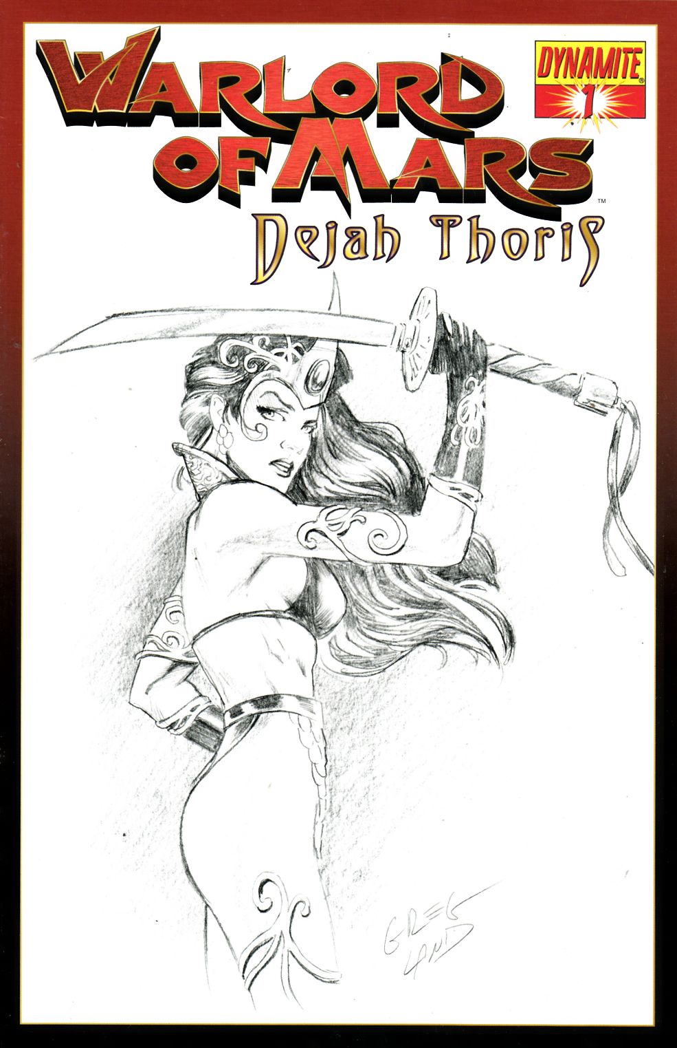 Warlord of Mars Dejah Thoris #1 Land Sketch Incentive Cover Near Mint (9.4) [Dynamite Comic] LARGE