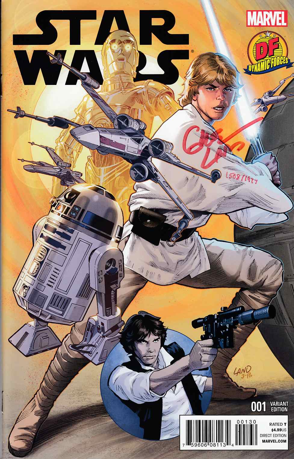 Star Wars #1 DF Exclusive Greg Land Cover Signed Edition Near Mint (9.4) [Marvel Comic] THUMBNAIL