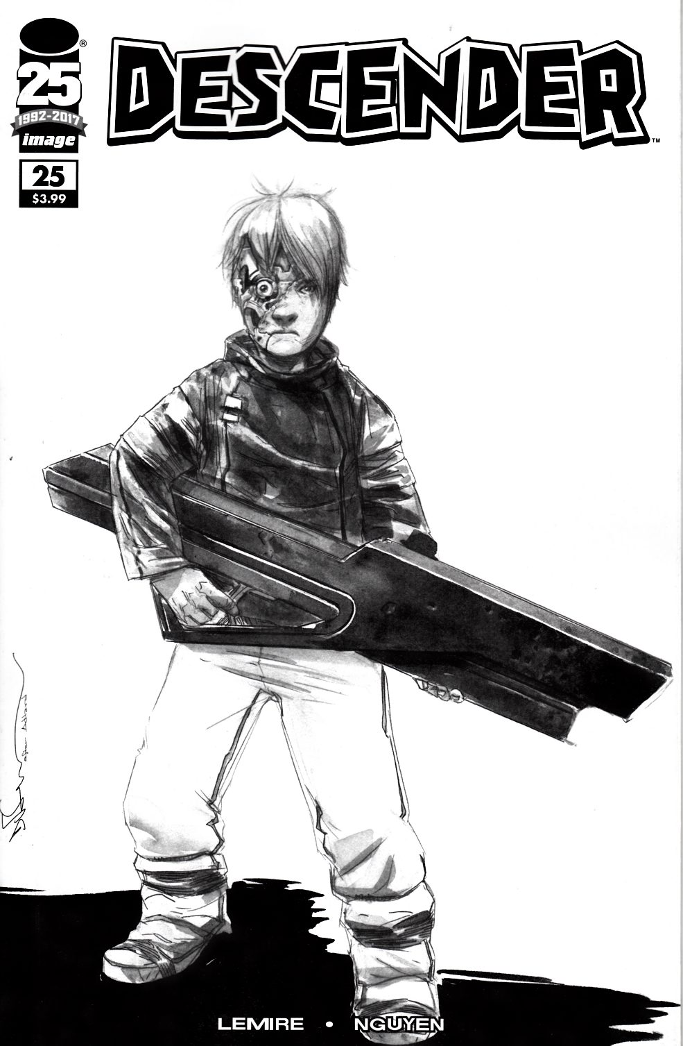 Descender #25 Cover D- Walking Dead #104 B&W Tribute Cover [Image Comic] LARGE