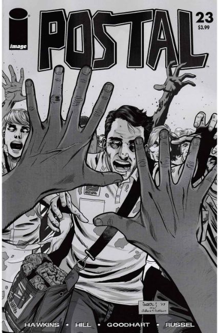 Postal #23 Cover C- Walking Dead #51 B&W Tribute Cover [Image Comic] LARGE