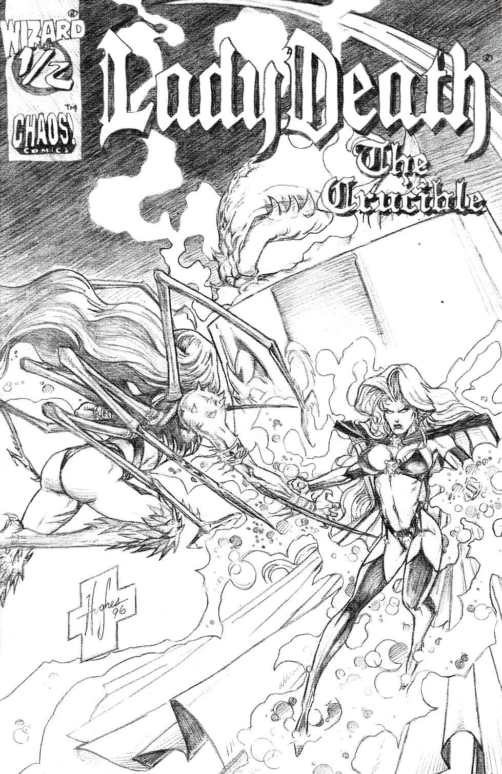 Lady Death the Crucible #1/2 Wizard Cloth Edition Near Mint (9.4) [Chaos Comic] THUMBNAIL